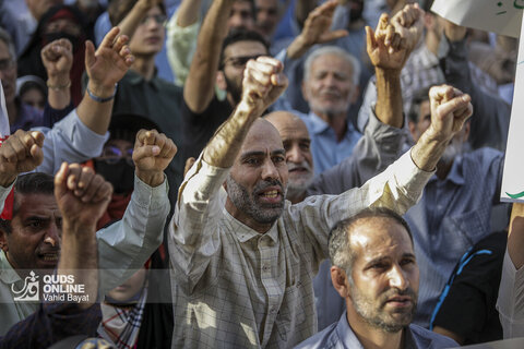 تجمع مردمی در محکومیت تجاوز آمریکا و اعلام انزجار از ترامپ