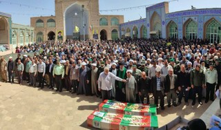 تشییع پیکرهای زوج شهید سبزواری