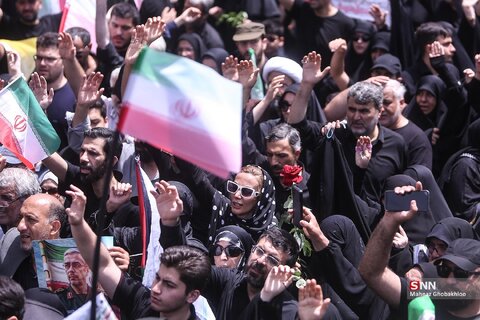 تصاویری متفاوت از حضور اقشار مختلف مردم در مراسم تشییع شهدای اقتدار