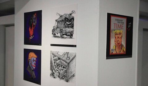 «پوزهبند» افتتاح شد/ این نمایشگاه پاسخی طنزآمیز به ادعاهای دشمن است