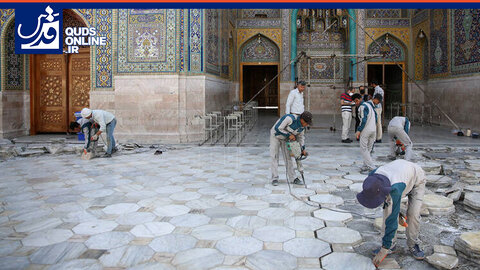 فرش سنگی تازه زیر پای زائران