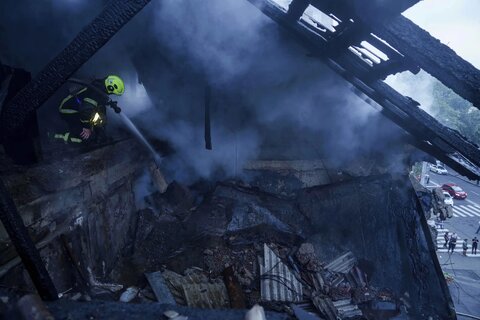 تصاویر آخرین حمله موشکی و پهپادی بزرگ روسیه به کیف