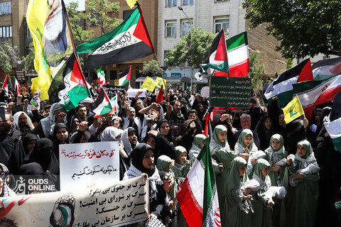 تجمع حامیان فلسطین در مقابل دفتر سازمان ملل مشهد