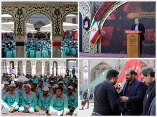 آیین معنوی «اذن خدمت خادمین اربعین» در حرم مطهر رضوی برگزار شد