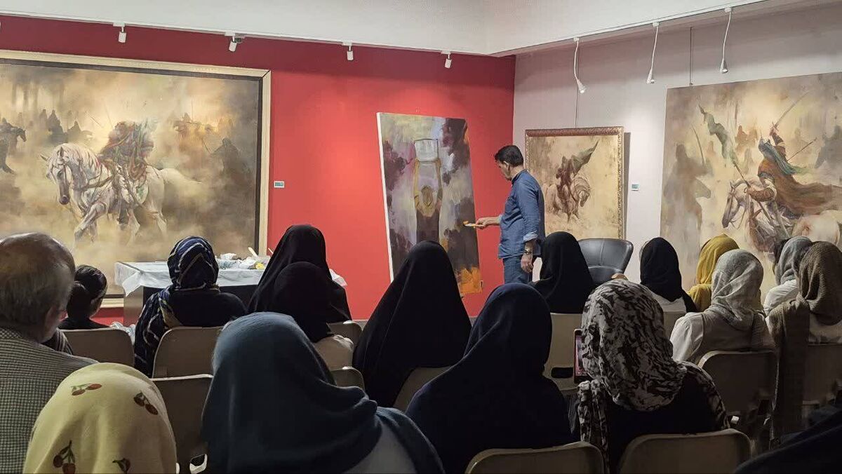 کارگاه اجرای زنده نقاشی‌های عاشورایی استاد بحرینی در نگارخانه رضوان مشهد