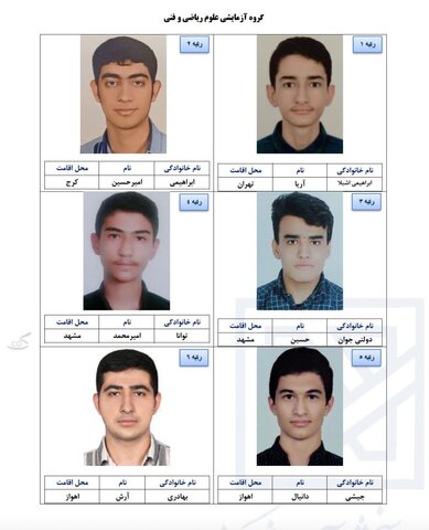 اسامی نفرات برتر ۵ گروه آزمایشی کنکور اعلام شد
