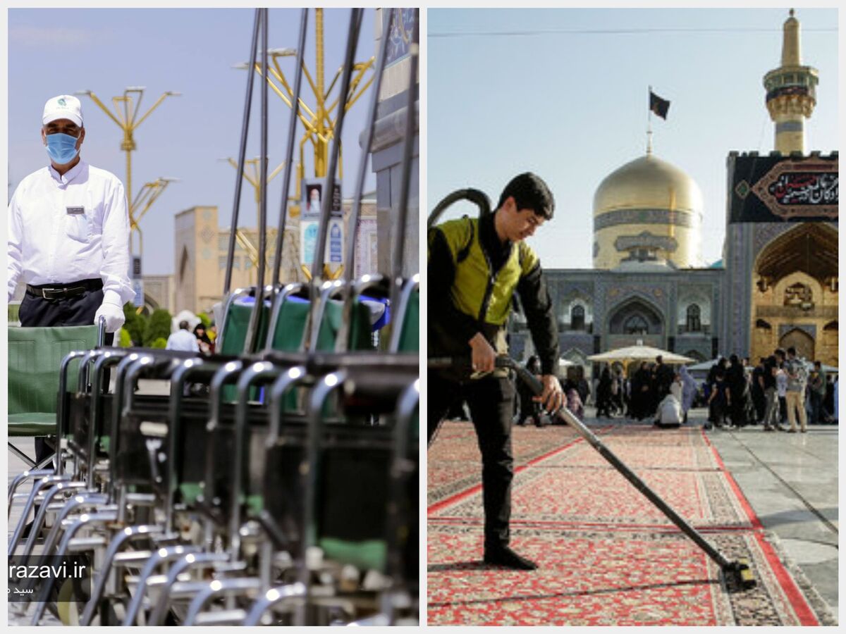 «نذر خدمت»؛ خادمی چندساعته زائران در حرم حضرت رضا (ع)