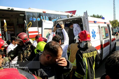 حریق گسترده کارگاه مبل‌سازی در بزرگراه بابانظر مشهد