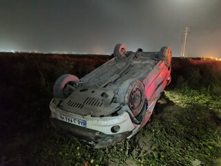 واژگونی پژو ۲۰۶ در جاده کنه بیست با ۲ مصدوم