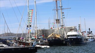 پرواز پهپادهای ناشناس بر فراز ناوگان جهانی پایداری در دریای مدیترانه