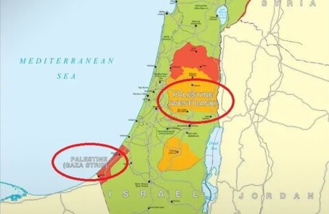 نام کشور فلسطین در نقشههای انگلیس