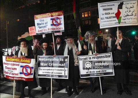 تصاویری از تظاهرات یهودیان ضد صهیونیزم علیه نتانیاهو در نیویورک