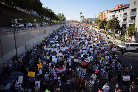 تصاویری از اعتراضات ضد ترامپ، جنبش «بدون پادشاه» در سراسر آمریکا