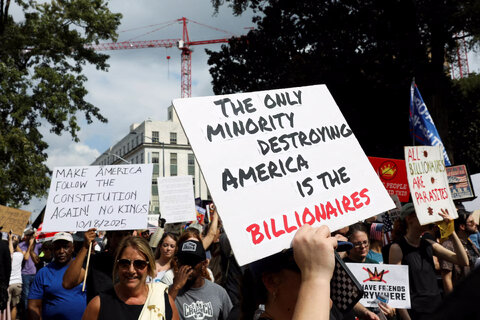 تصاویری از اعتراضات ضد ترامپ، جنبش «بدون پادشاه» در سراسر آمریکا