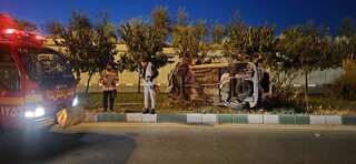 واژگونی خودروی ۲۰۶ در بزرگراه بسیج