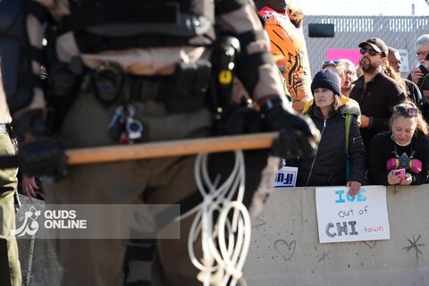 درگیری معترضان آمریکایی با پلیس مهاجرت شیکاگو