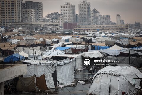 آبگرفتگی چادرهای آوارگان در غزه پس از بارش باران