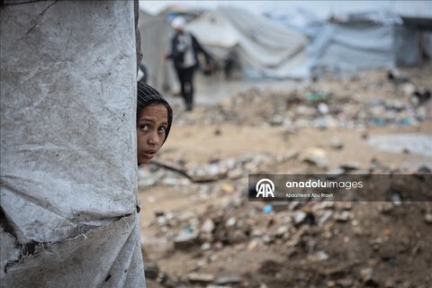 آبگرفتگی چادرهای آوارگان در غزه پس از بارش باران