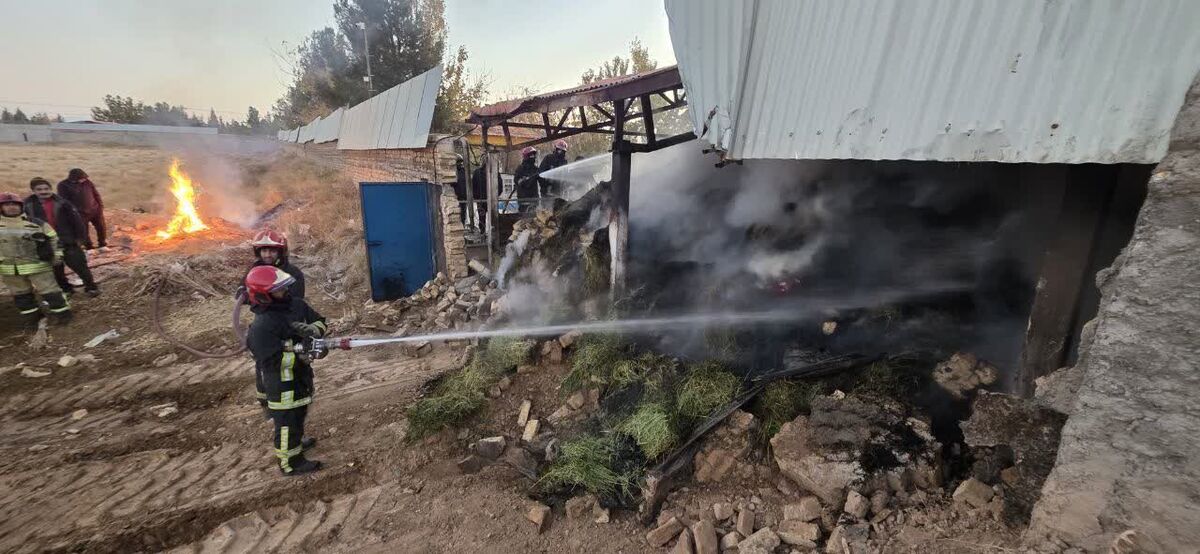 حریق گسترده انبار علوفه روستای کلاکوب کنترل شد