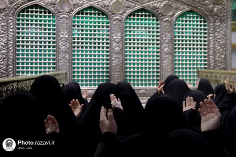 غبارروبی ضریح مطهر امام رضا علیه‌السلام با حضور بانوان