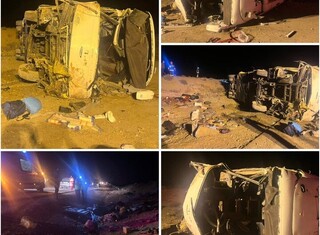 واژگونی اتوبوس در محور نطنز اصفهان با ۹ مصدوم و ۱۳ فوتی