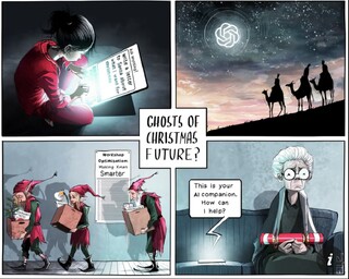 این کاریکاتور شما را به فکر فرو خواهد برد/ کریسمس در عصر چت‌جی‌پی‌تی