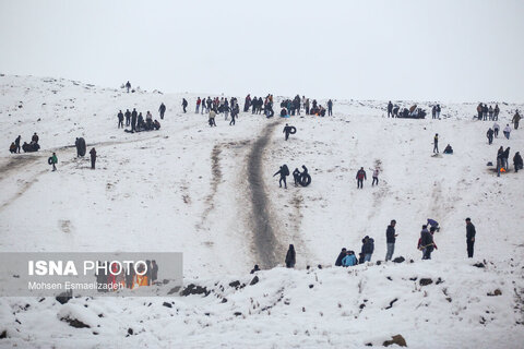 تفریح مردم در ارتفاعات برفی - مشهد