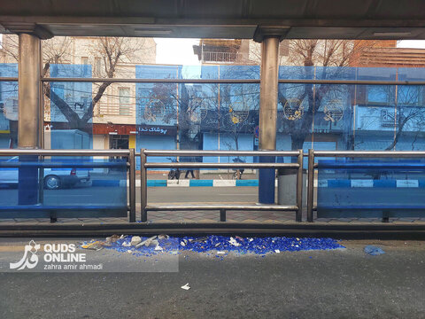 تصاویری از تخریب اموال عمومی در پی نا آرامی‌ها در تهران