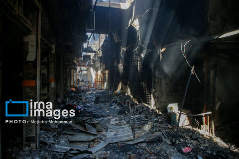 آتش سوزی گسترده بازار رشت