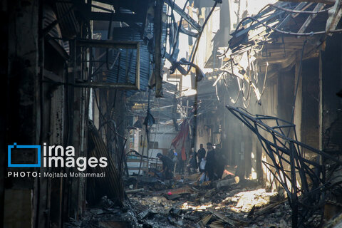 آتش سوزی گسترده بازار رشت