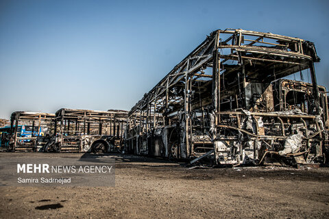 خسارات وارده به اتوبوس‌های تهران