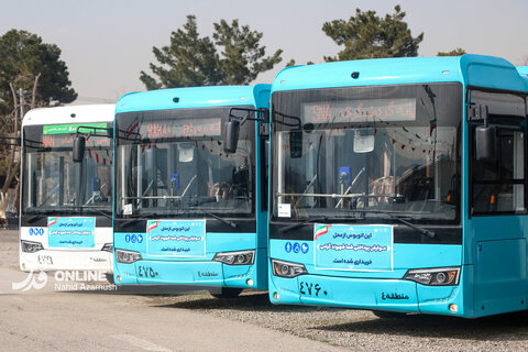 گزارش تصویری | آیین رونمایی از ۲۵ دستگاه اتوبوس جدید در مشهد