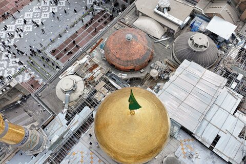 مرمت پوسته نمای گنبد الله‌وردی‌خان حرم مطهر رضوی