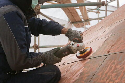 مرمت پوسته نمای گنبد الله‌وردی‌خان حرم مطهر رضوی