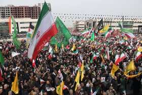 فیلم | حماسه آفرینی مشهدی‌ها در راهپیمایی روز قدس با شعار مرگ بر آمریکا
