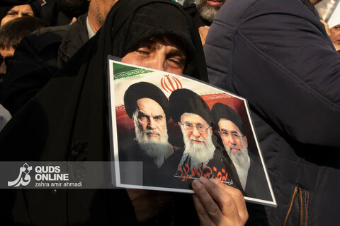 مراسم تشییع «علی لاریجانی»، «غلامرضا سلیمانی» و قهرمانان «ناو دنا»