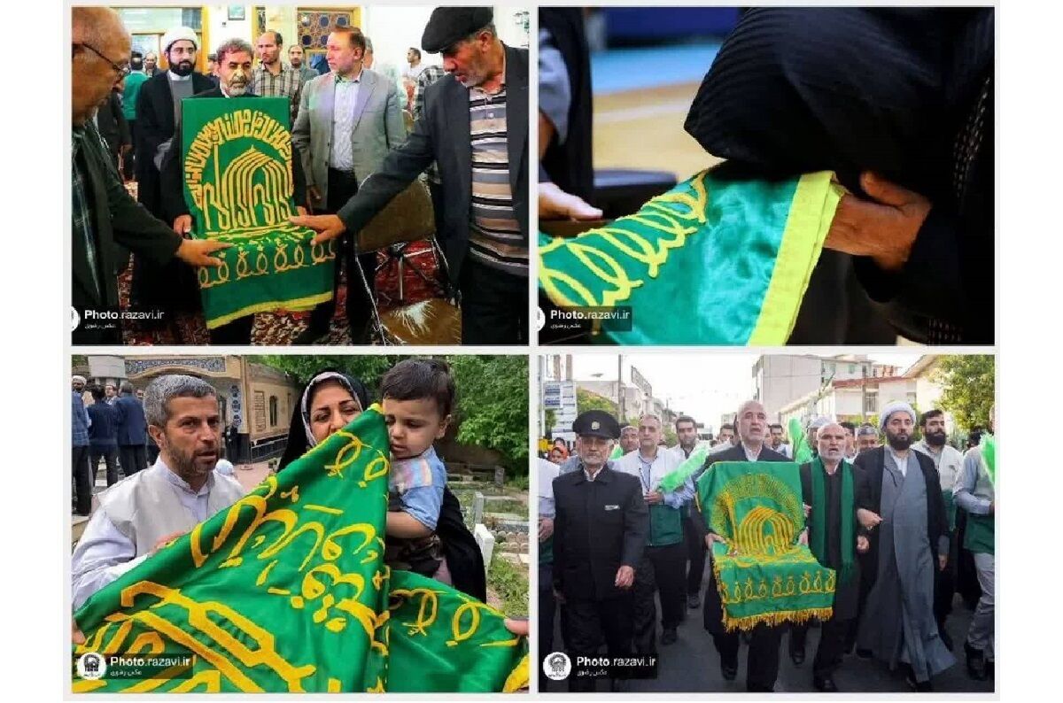 اهدای نشان سبز رضوی از سوی خادمان امام رضا (ع) به خانواده شهدای مدافع وطن