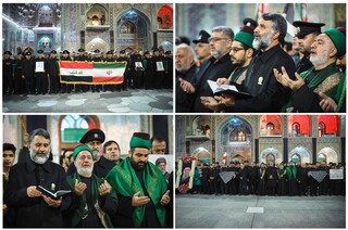 قرائت دسته‌جمعی دعای توسل با حضور خادمان آستان مقدس حسینی در حرم مطهر رضوی