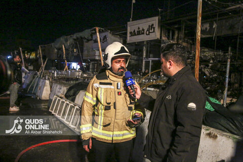 حریق ۴ دربند مغازه در بازار فتح آباد مشهد