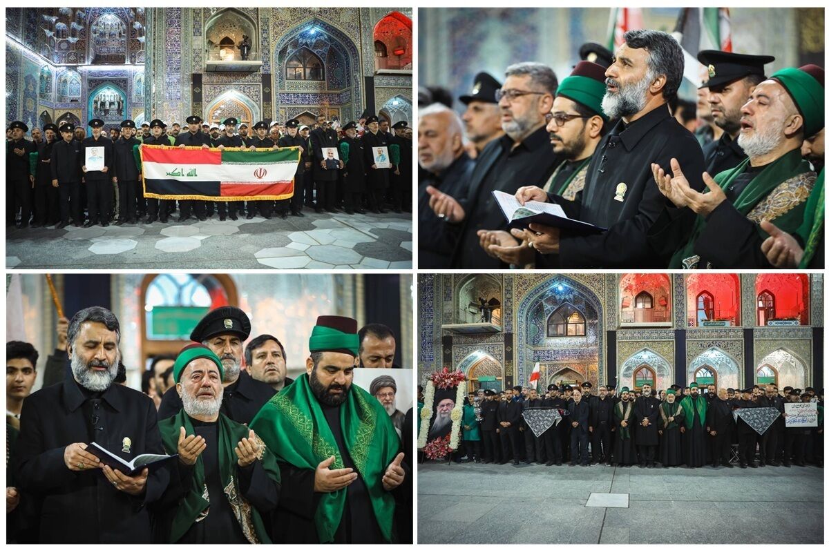 قرائت دسته‌جمعی دعای توسل با حضور خادمان آستان مقدس حسینی در حرم مطهر رضوی