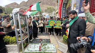 خدام امام رضا (ع) در گلزار بین‌المللی شهدای کرمان پیمان جان فدایی بستند