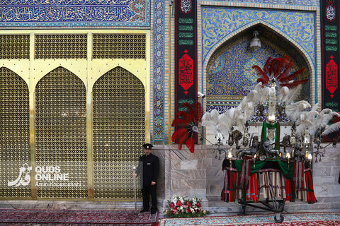گزارش تصویری | آیین سنتی اذن عزا در حرم مطهر رضوی