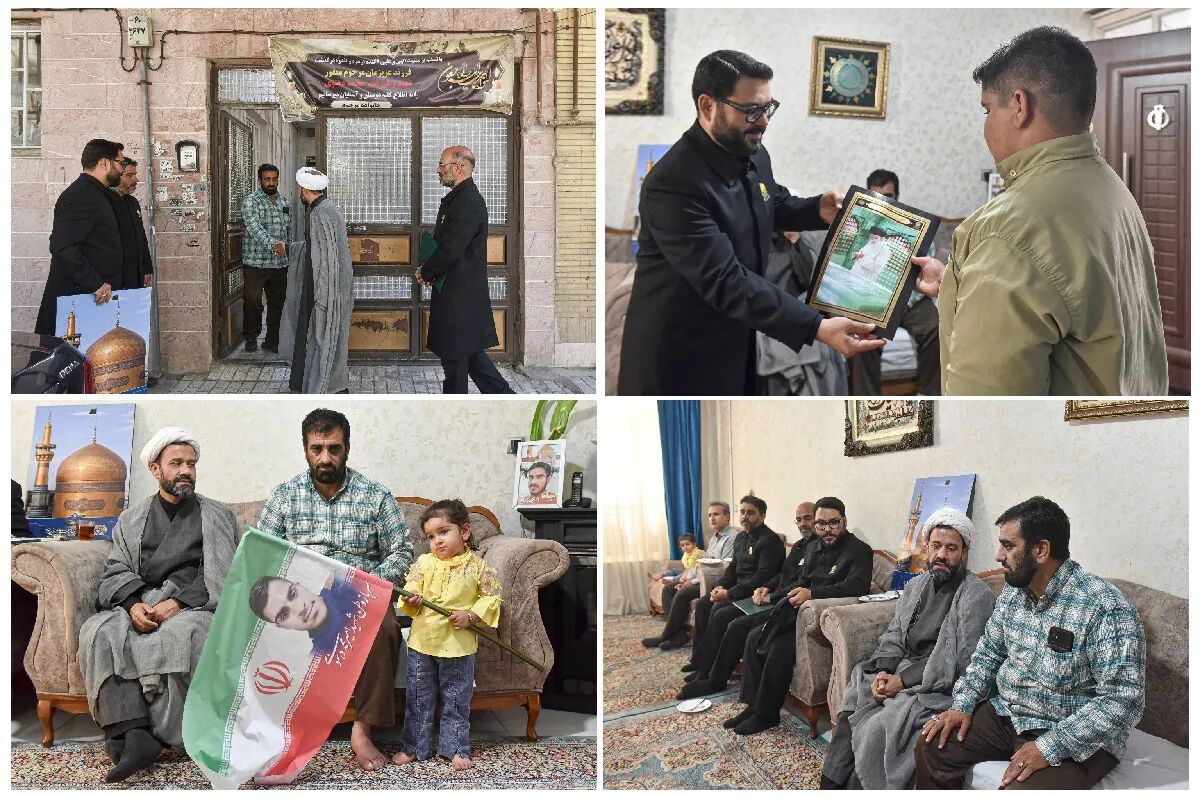 خادمان حرم مطهر رضوی با خانواده شهید «امیرمحمد دهنوی» دیدار کردند