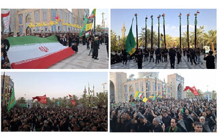اجتماع باشکوه هیئت‌های عزاداری طبس در آستان حضرت حسین بن موسی الکاظم (ع) در تاسوعای حسینی