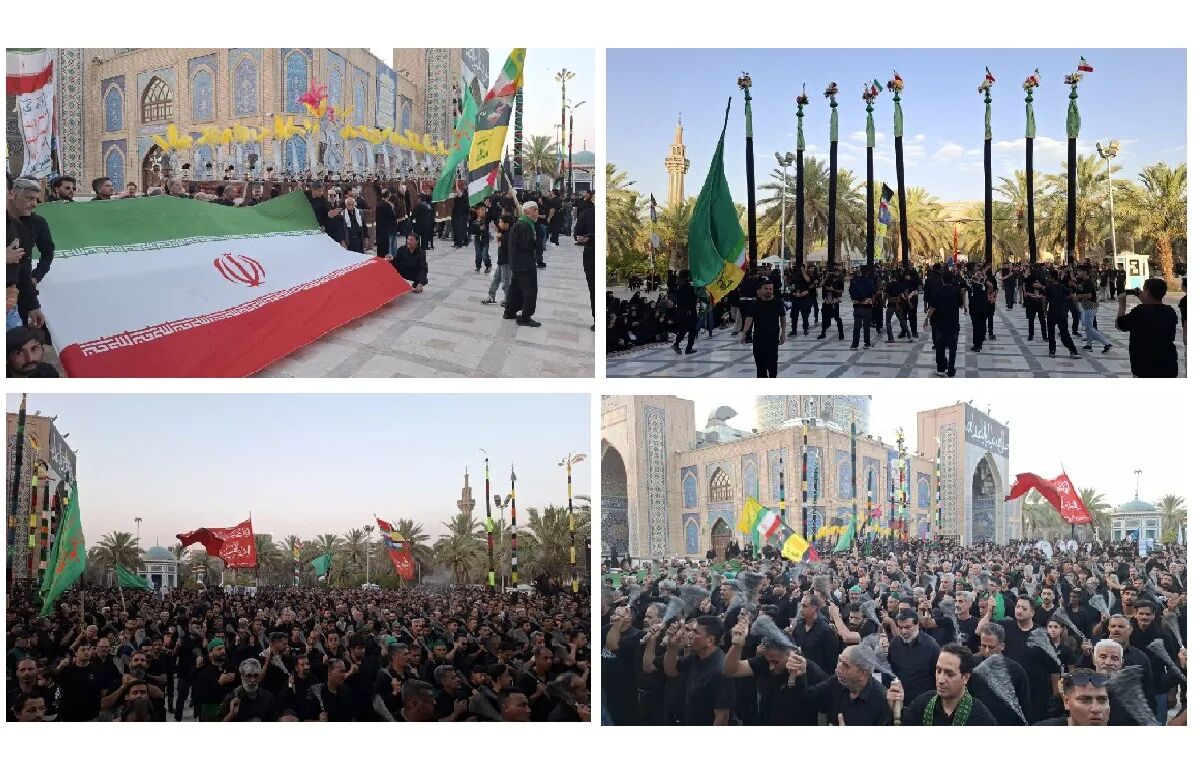 اجتماع باشکوه هیئت‌های عزاداری طبس در آستان حضرت حسین بن موسی الکاظم (ع) در تاسوعای حسینی