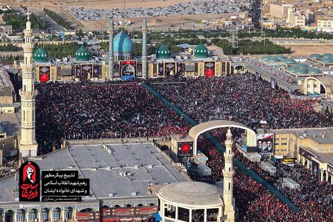 عکس | تصاویر هوایی از «بدرقه آقای شهید ایران» در میان جمعیت عظیم مردم قم - مسجد مقدس جمکران
