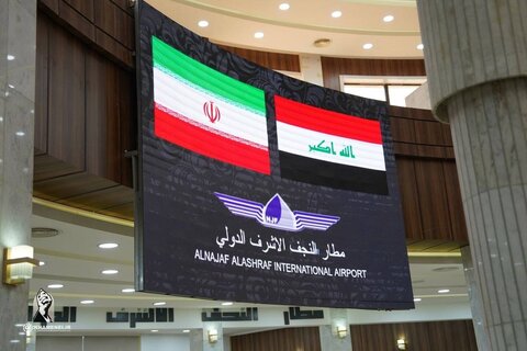 عکس | تصاویر محل ادای احترام به پیکر مطهر رهبر شهید در فرودگاه نجف اشرف