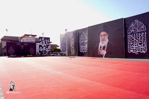 عکس | تصاویر محل ادای احترام به پیکر مطهر رهبر شهید در فرودگاه نجف اشرف