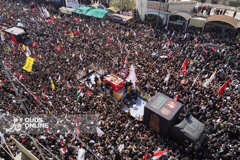 جمع خیل عظیم عزاداران عراقی در تشییع پیکر مطهر «آقای شهید ایران»