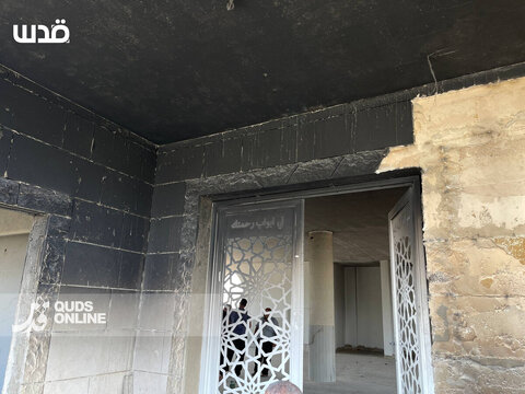 عکس | تصاویری از مسجد الرحمه در جنوب نابلس که توسط صهیونیست‌ها به آتش‌ کشیده شد